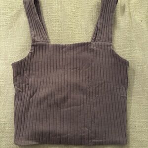 American Eagle Outfitters Tan Ribbed Sleeveless Crop Top